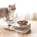 Comedero doble antideslizante para gatos con soporte elevado, comedero para gatos, protege las cervicales, cuenco transparente para perros, productos para mascotas