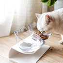 Comedero doble antideslizante para gatos con soporte elevado, comedero para gatos, protege las cervicales, cuenco transparente para perros, productos para mascotas