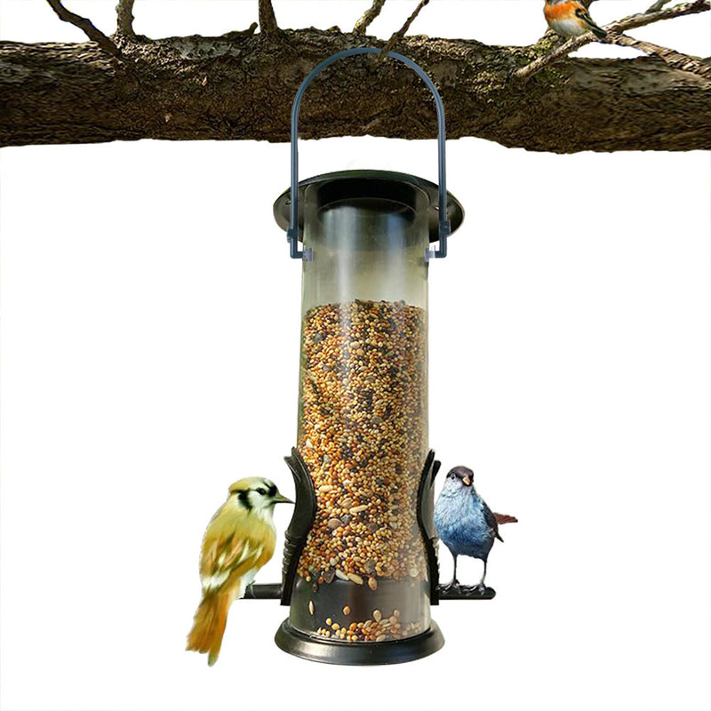 Comedero colgante de plástico para pájaros, dispensador de comida para pájaros, decoración para jardín al aire libre