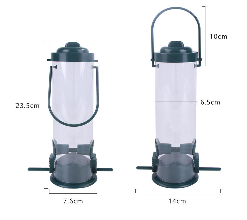 Comedero colgante de plástico para pájaros, dispensador de comida para pájaros, decoración para jardín al aire libre